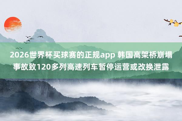 2026世界杯买球赛的正规app 韩国高架桥崩塌事故致120多列高速列车暂停运营或改换泄露