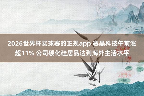 2026世界杯买球赛的正规app 赛晶科技午前涨超11% 公司碳化硅居品达到海外主活水平