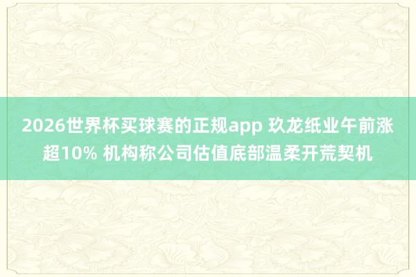 2026世界杯买球赛的正规app 玖龙纸业午前涨超10% 机构称公司估值底部温柔开荒契机