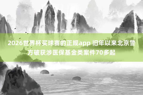 2026世界杯买球赛的正规app 旧年以来北京警方破获涉医保基金类案件70多起