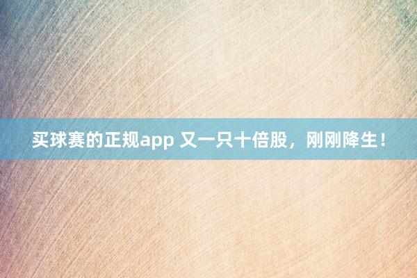 买球赛的正规app 又一只十倍股,刚刚降生!