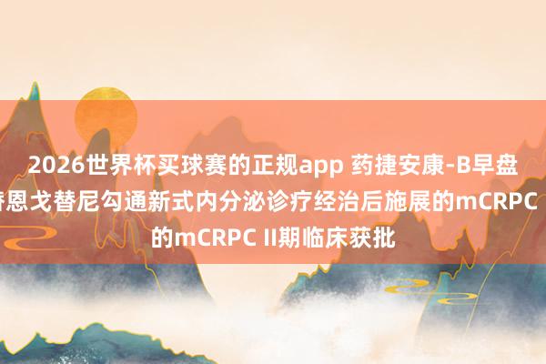 2026世界杯买球赛的正规app 药捷安康-B早盘高开逾8% 替恩戈替尼勾通新式内分泌诊疗经治后施展的mCRPC II期临床获批