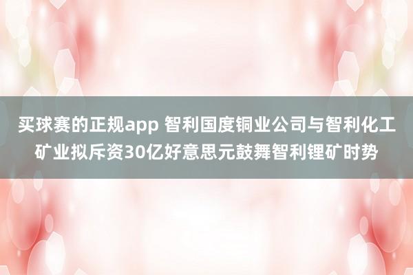 买球赛的正规app 智利国度铜业公司与智利化工矿业拟斥资30亿好意思元鼓舞智利锂矿时势