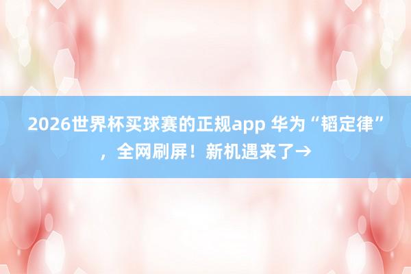 2026世界杯买球赛的正规app 华为“韬定律”,全网刷屏!新机遇来了→