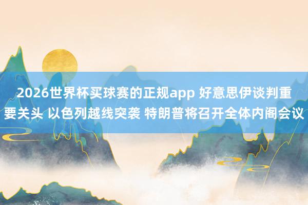 2026世界杯买球赛的正规app 好意思伊谈判重要关头 以色列越线突袭 特朗普将召开全体内阁会议