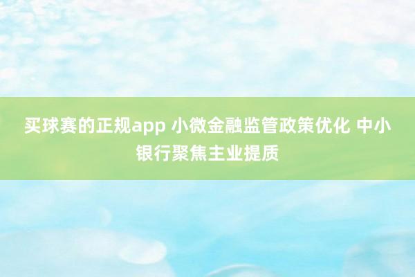 买球赛的正规app 小微金融监管政策优化 中小银行聚焦主业提质