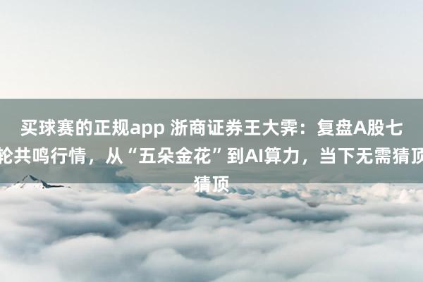 买球赛的正规app 浙商证券王大霁:复盘A股七轮共鸣行情,从“五朵金花”到AI算力,当下无需猜顶