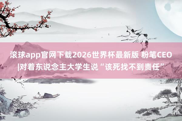 滚球app官网下载2026世界杯最新版 粉笔CEO|对着东说念主大学生说“该死找不到责任”