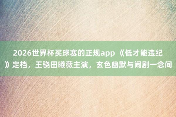 2026世界杯买球赛的正规app 《低才能违纪》定档，王骁田曦薇主演，玄色幽默与闹剧一念间