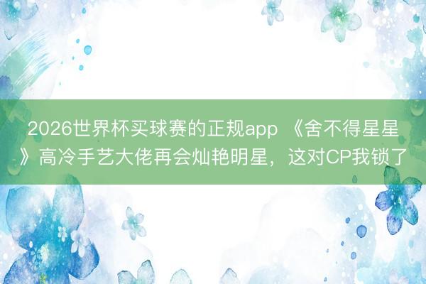 2026世界杯买球赛的正规app 《舍不得星星》高冷手艺大佬再会灿艳明星，这对CP我锁了