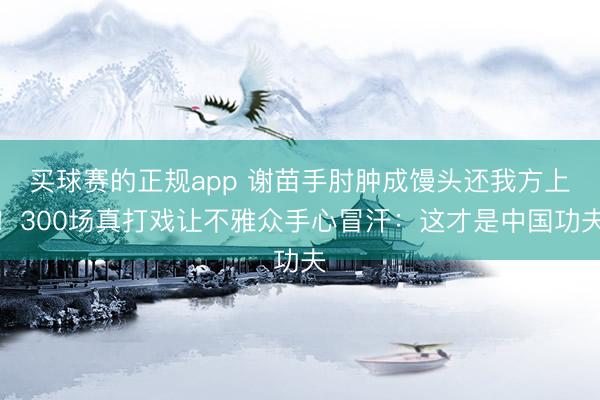 买球赛的正规app 谢苗手肘肿成馒头还我方上！300场真打戏让不雅众手心冒汗：这才是中国功夫