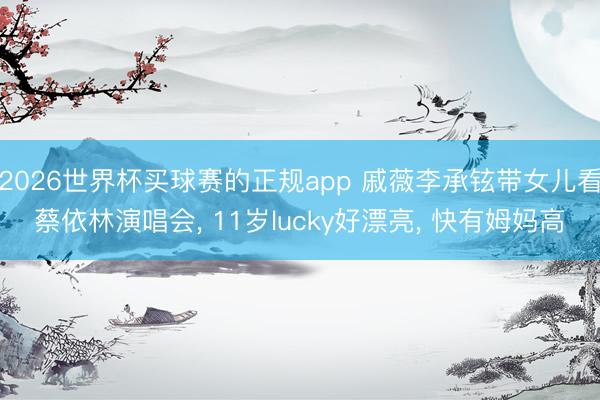 2026世界杯买球赛的正规app 戚薇李承铉带女儿看蔡依林演唱会, 11岁lucky好漂亮, 快有姆妈高