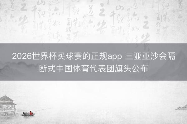 2026世界杯买球赛的正规app 三亚亚沙会隔断式中国体育代表团旗头公布