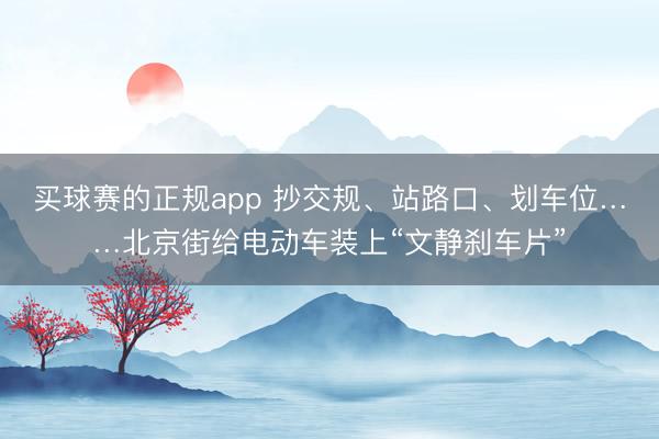 买球赛的正规app 抄交规、站路口、划车位……北京街给电动车装上“文静刹车片”