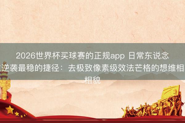 2026世界杯买球赛的正规app 日常东说念主逆袭最稳的捷径：去极致像素级效法芒格的想维相貌