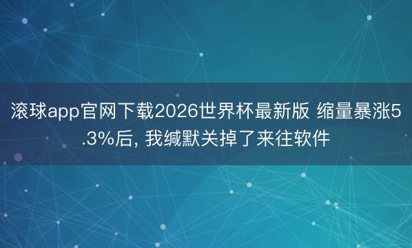 滚球app官网下载2026世界杯最新版 缩量暴涨5.3%后, 我缄默关掉了来往软件